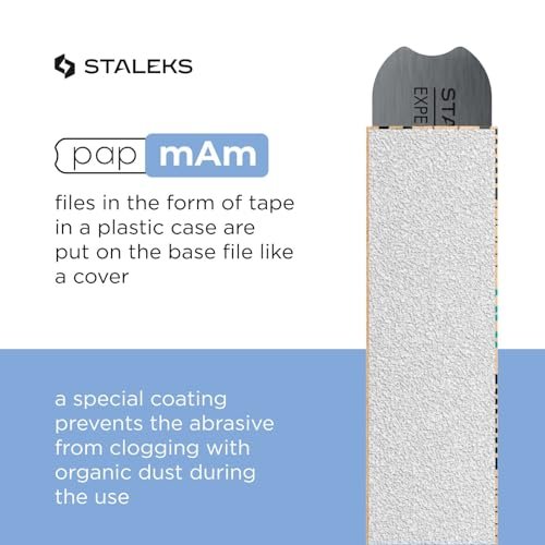 STALEKS PRO Disposable White Abrasive Tape 100 Grit – 7m Roll in Plastic Case – Glueless Replaceable Abrasive for Professional Nail Shaping – Manicure & Pedicure - görsel 10