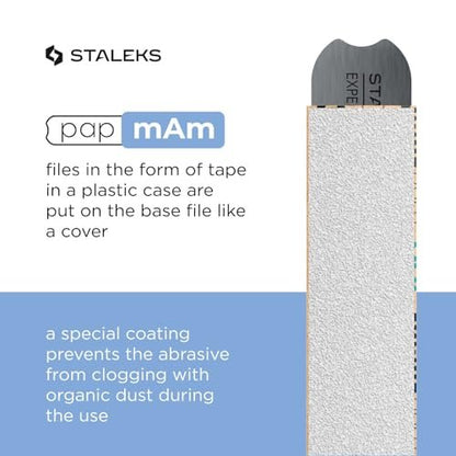 STALEKS PRO Disposable White Abrasive Tape 100 Grit – 7m Roll in Plastic Case – Glueless Replaceable Abrasive for Professional Nail Shaping – Manicure & Pedicure