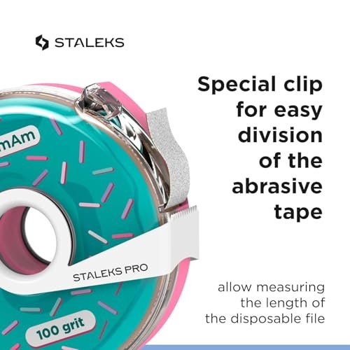 STALEKS PRO Disposable White Abrasive Tape 100 Grit – 7m Roll in Plastic Case – Glueless Replaceable Abrasive for Professional Nail Shaping – Manicure & Pedicure - görsel 12