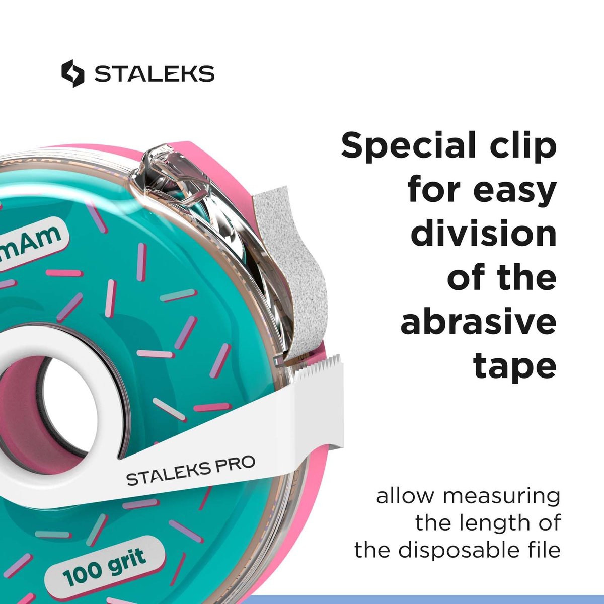 STALEKS PRO Disposable White Abrasive Tape 100 Grit – 7m Roll in Plastic Case – Glueless Replaceable Abrasive for Professional Nail Shaping – Manicure & Pedicure - görsel 11