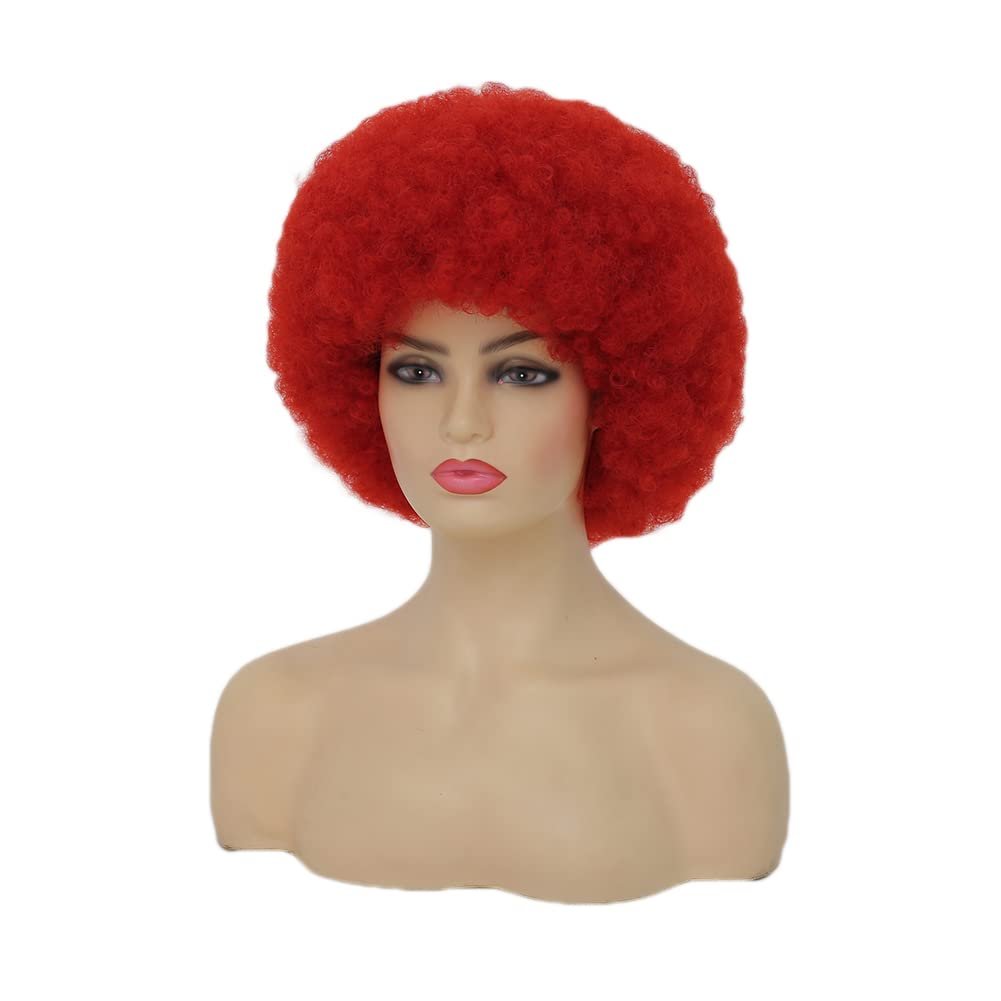Dai Cloud Red Afro Wig for Black Women – 70s Costume Wig, Puff Short Curly Fluffy Soft Wigs for Party, Halloween & Daily Wear - görsel 5