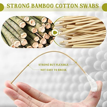 Zhehao 300 Pcs 8 Inch Large Cotton Swabs with Bamboo Handle - Extra Long Oversized Cotton Tipped Applicators for Wound Cleaning, Makeup & More Avelisse