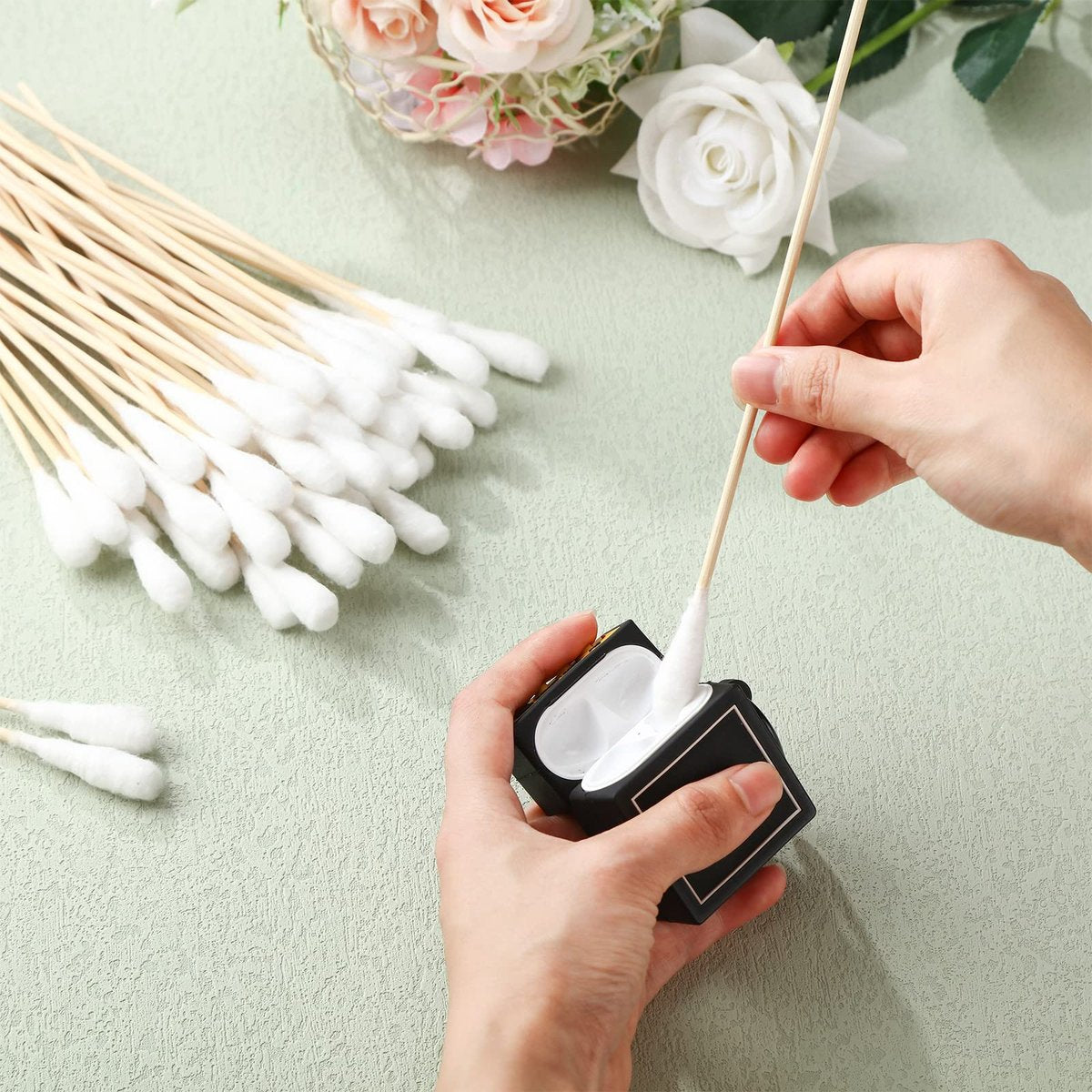Zhehao 300 Pcs 8 Inch Large Cotton Swabs with Bamboo Handle - Extra Long Oversized Cotton Tipped Applicators for Wound Cleaning, Makeup & More Avelisse