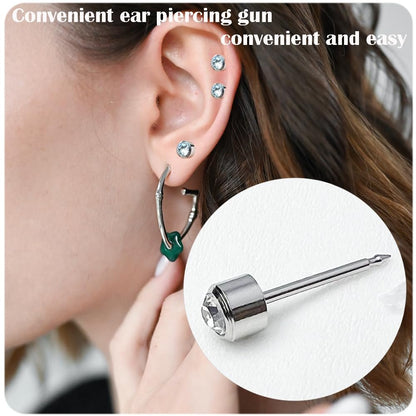 6 Pack Disposable Ear Piercing Kit - Self Piercing Gun with 4mm Silver Studs - Painless & Safe Home Piercing Tool