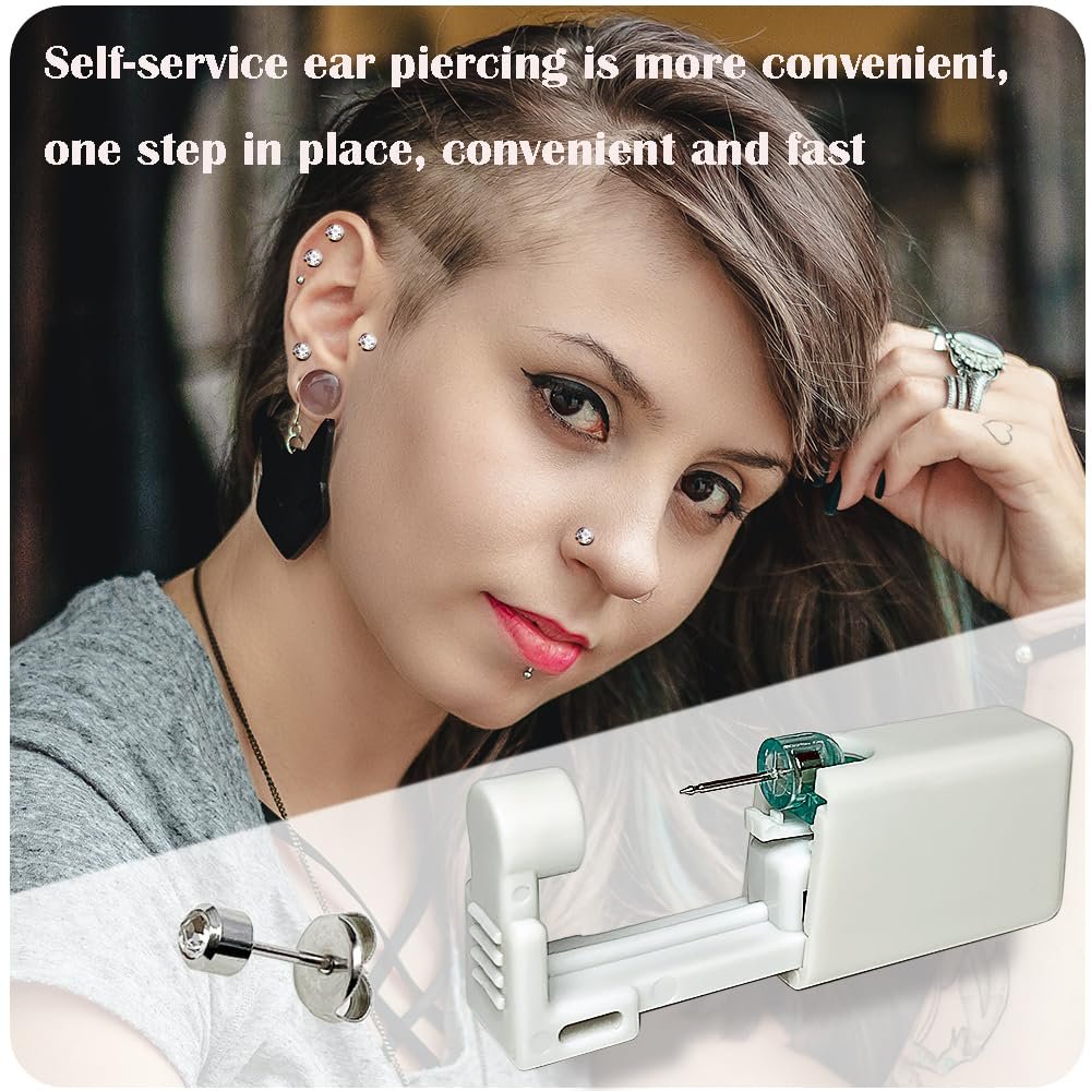 6 Pack Disposable Ear Piercing Kit - Self Piercing Gun with 4mm Silver Studs - Painless & Safe Home Piercing Tool - görsel 3