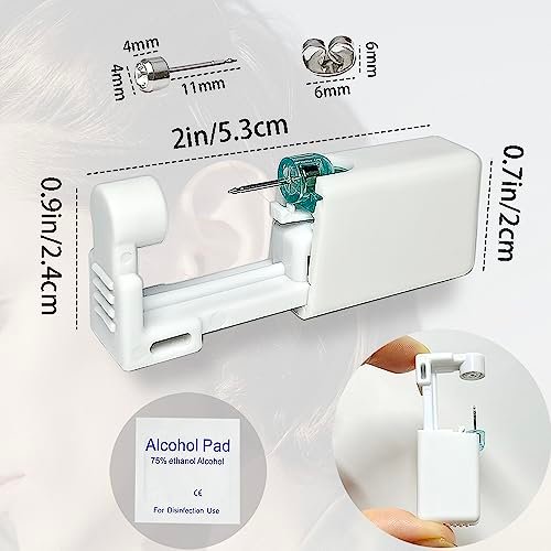 6 Pack Disposable Ear Piercing Kit - Self Piercing Gun with 4mm Silver Studs - Painless & Safe Home Piercing Tool - görsel 8