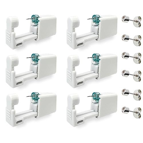 6 Pack Disposable Ear Piercing Kit - Self Piercing Gun with 4mm Silver Studs - Painless & Safe Home Piercing Tool - görsel 2