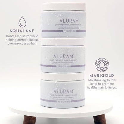 ALURAM Purple Hydrate & Repair Hair Treatment - Intense Moisture Infusion for Silver & Color Treated Hair, 11 Fl Oz Avelisse