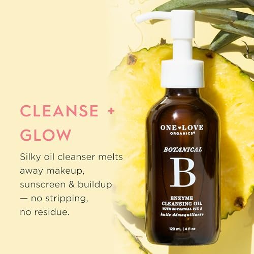 One Love Organics Botanical B Enzyme Cleansing Oil – Hydrating Oil Cleanser for Double Cleansing, Makeup Remover for Face, Cruelty Free 4 oz Avelisse
