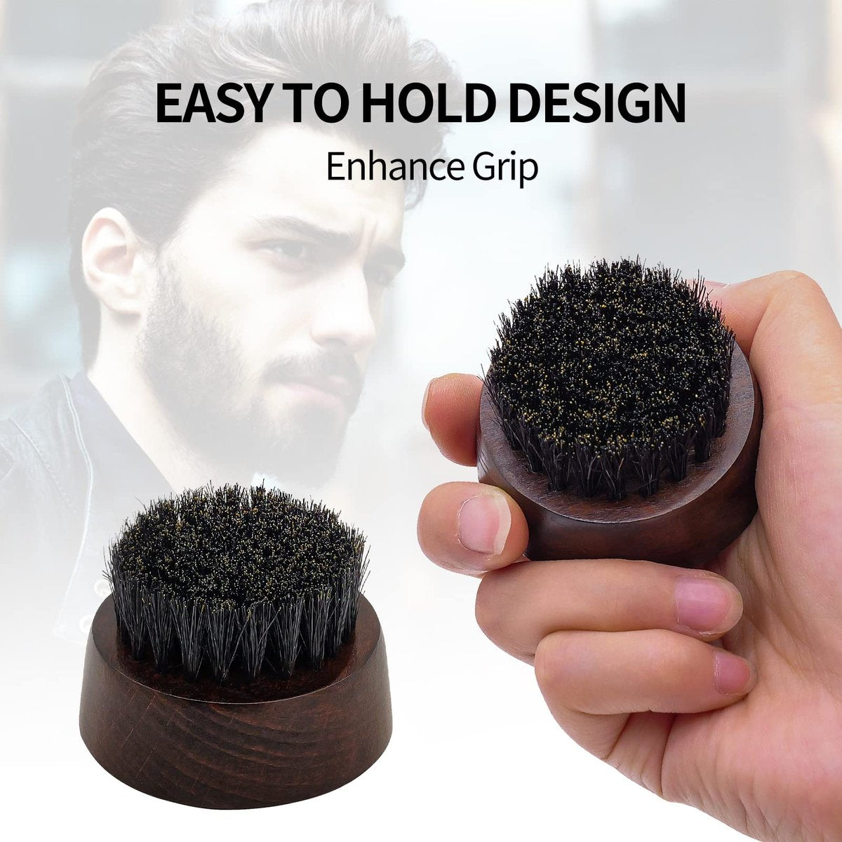 ZP Natural 100% Boar Bristle Beard Brush for Men – Solid Wood Base, European Retro Style - görsel 8