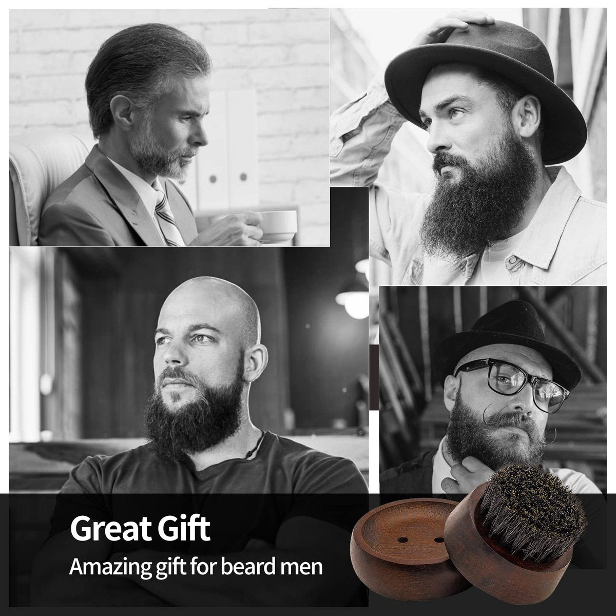ZP Natural 100% Boar Bristle Beard Brush for Men – Solid Wood Base, European Retro Style - görsel 12