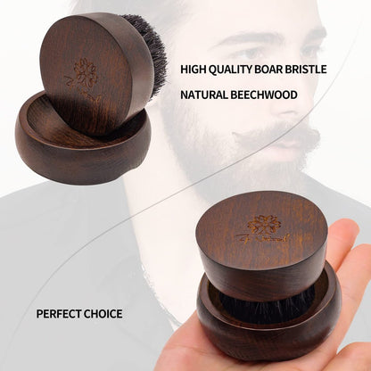 ZP Natural 100% Boar Bristle Beard Brush for Men – Solid Wood Base, European Retro Style
