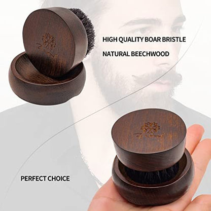 ZP Natural 100% Boar Bristle Beard Brush for Men – Solid Wood Base, European Retro Style