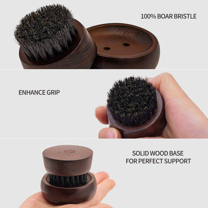 ZP Natural 100% Boar Bristle Beard Brush for Men – Solid Wood Base, European Retro Style