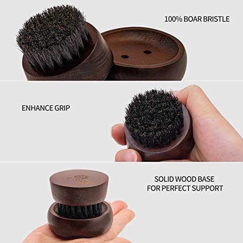 ZP Natural 100% Boar Bristle Beard Brush for Men – Solid Wood Base, European Retro Style - görsel 3
