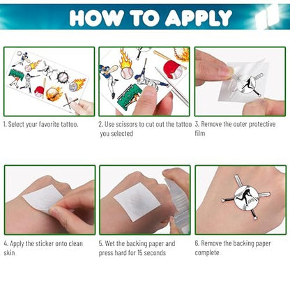 96 PCS Baseball Temporary Tattoos – Sports Theme Birthday Party Favors & Decorations, Fun Baseball Stickers for Boys Girls Kids, School Classroom Gifts & Rewards