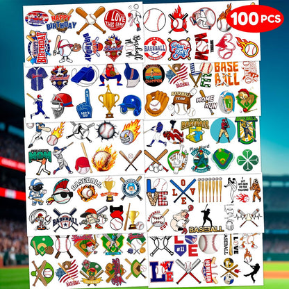 96 PCS Baseball Temporary Tattoos – Sports Theme Birthday Party Favors & Decorations, Fun Baseball Stickers for Boys Girls Kids, School Classroom Gifts & Rewards