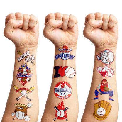 96 PCS Baseball Temporary Tattoos – Sports Theme Birthday Party Favors & Decorations, Fun Baseball Stickers for Boys Girls Kids, School Classroom Gifts & Rewards