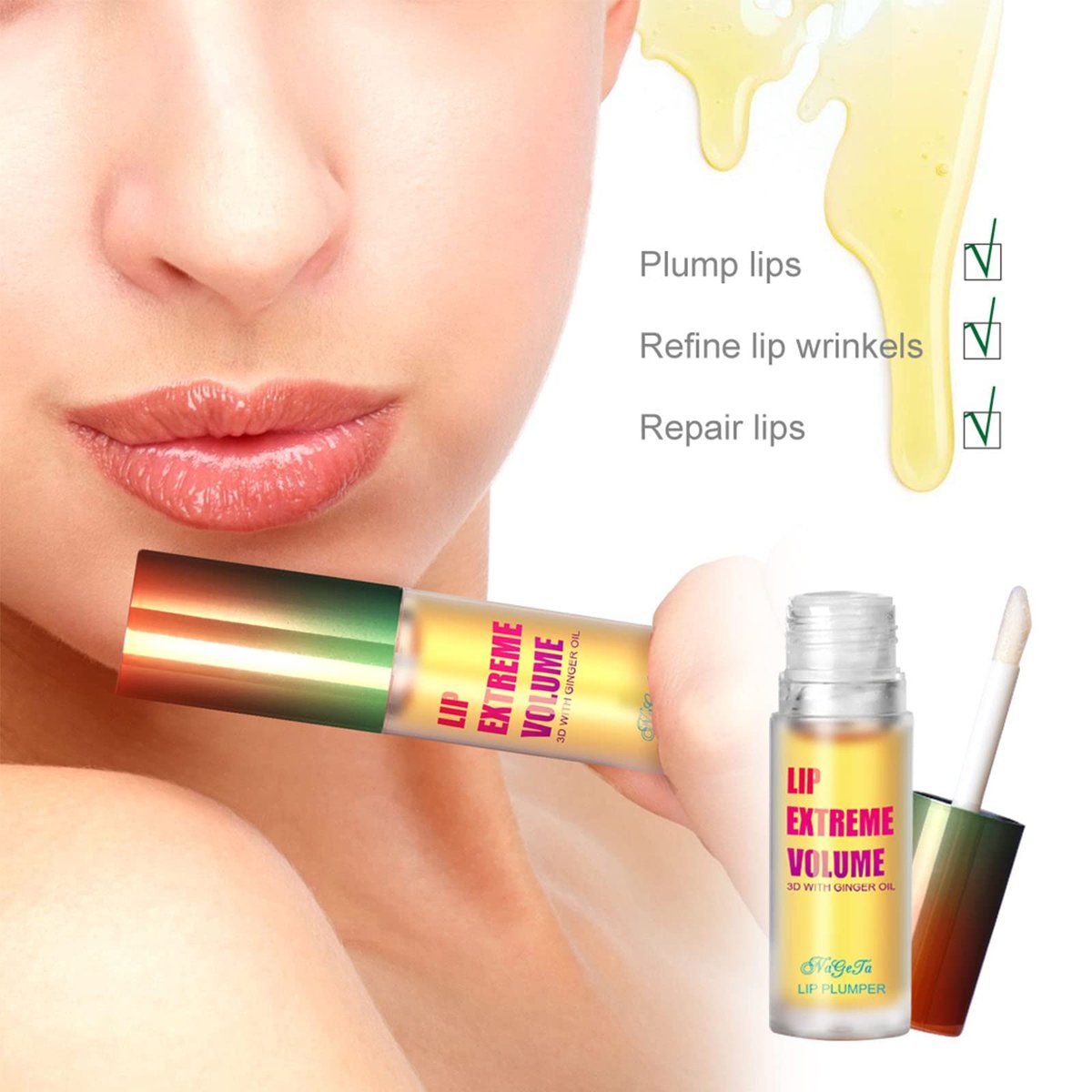 LAIKME Lip Plumper Extreme - Clear Plumping Lip Gloss for Fuller, Thicker Lips - Daily Moisturizing Lip Enhancer - görsel 7