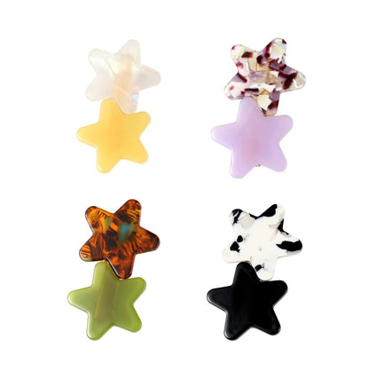 SINNKY 4PCS Acrylic Resin Stars Hair Clips - Geometric Non-Slip Large Barrettes for Women