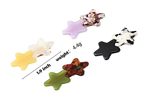 SINNKY 4PCS Acrylic Resin Stars Hair Clips - Geometric Non-Slip Large Barrettes for Women - görsel 4