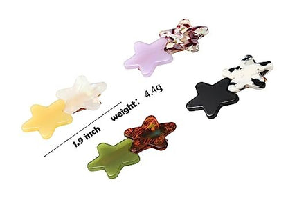 SINNKY 4PCS Acrylic Resin Stars Hair Clips - Geometric Non-Slip Large Barrettes for Women