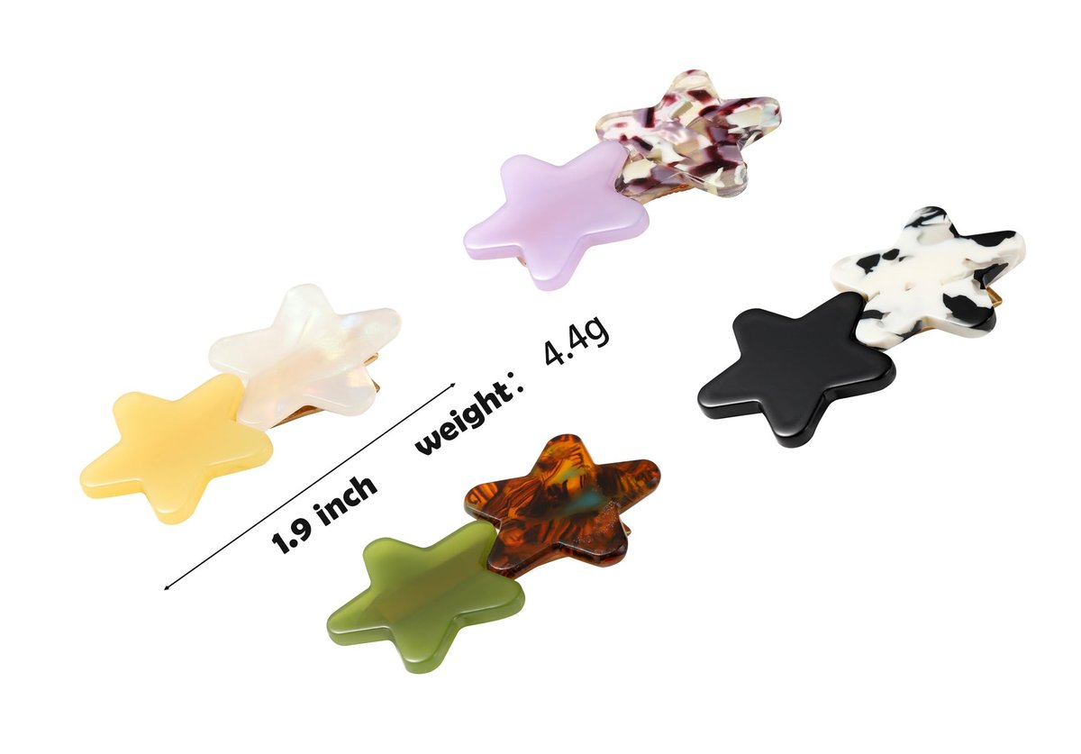 SINNKY 4PCS Acrylic Resin Stars Hair Clips - Geometric Non-Slip Large Barrettes for Women - görsel 3
