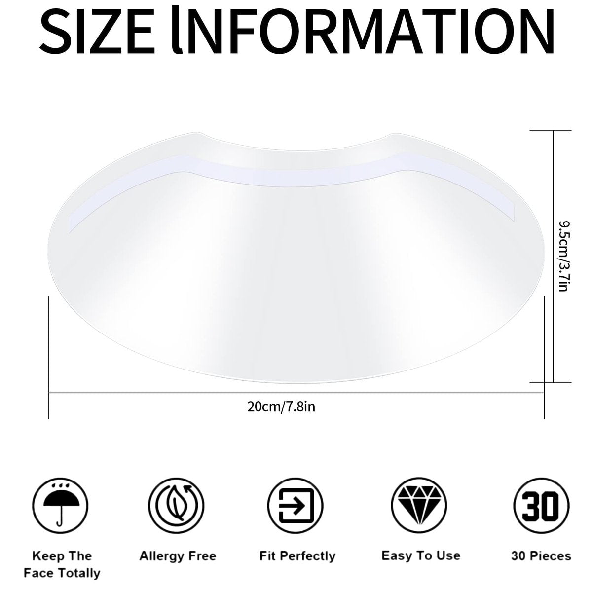Siyurongg 50 Pcs Shower Face Eye Shields - Eyebrow Shower Shield Visors for Eyelash Extensions, Microblading Makeup Protector Face Cover Shield for Hairspray Salon Eyelid Aftercare - görsel 3