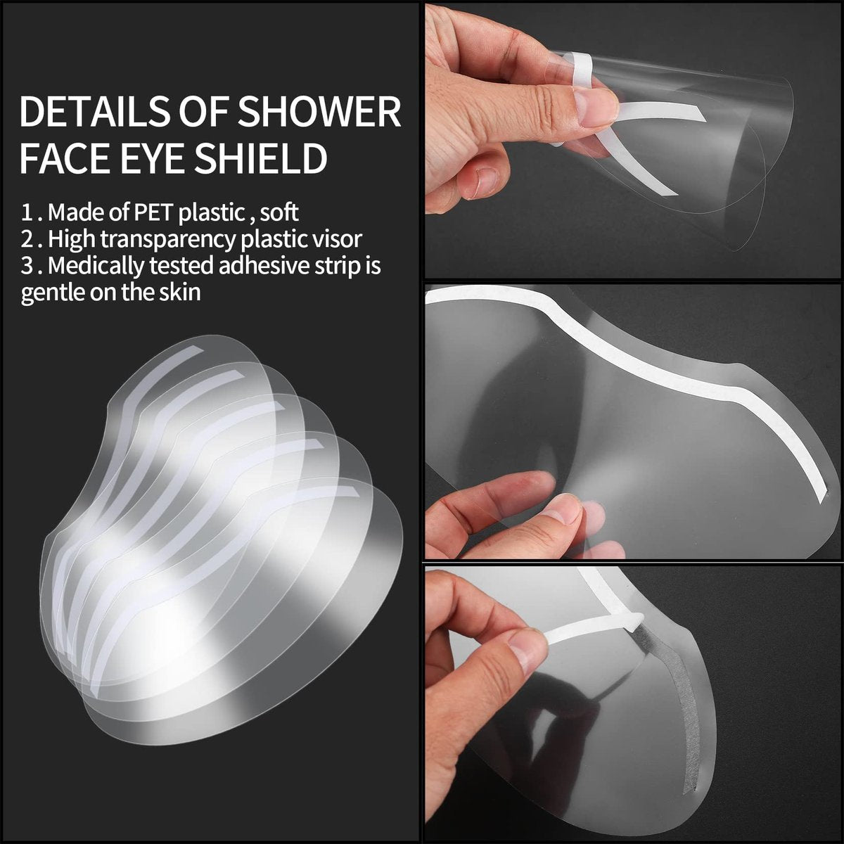 Siyurongg 50 Pcs Shower Face Eye Shields - Eyebrow Shower Shield Visors for Eyelash Extensions, Microblading Makeup Protector Face Cover Shield for Hairspray Salon Eyelid Aftercare - görsel 5
