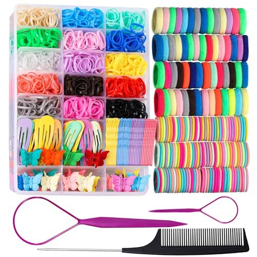 Teenitor Elastic Hair Ties – Colorful Baby Elastic Hair Bands Set with Hair Clips for Girls - görsel 2