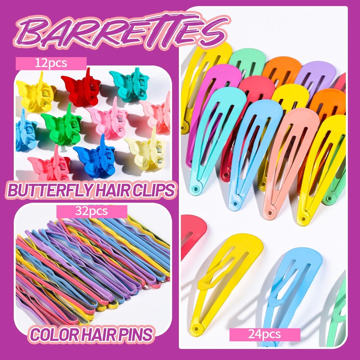 Teenitor Elastic Hair Ties – Colorful Baby Elastic Hair Bands Set with Hair Clips for Girls - görsel 7