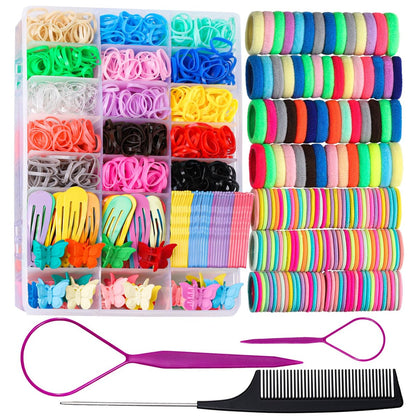 Teenitor Elastic Hair Ties – Colorful Baby Elastic Hair Bands Set with Hair Clips for Girls