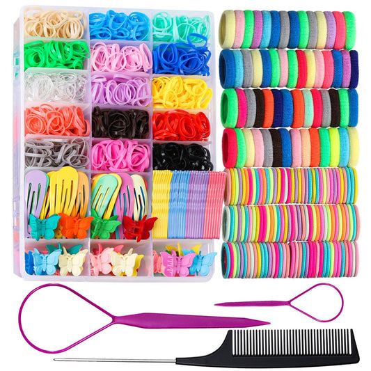 Teenitor Elastic Hair Ties – Colorful Baby Elastic Hair Bands Set with Hair Clips for Girls