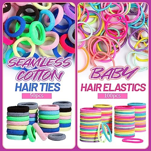 Teenitor Elastic Hair Ties – Colorful Baby Elastic Hair Bands Set with Hair Clips for Girls - görsel 6