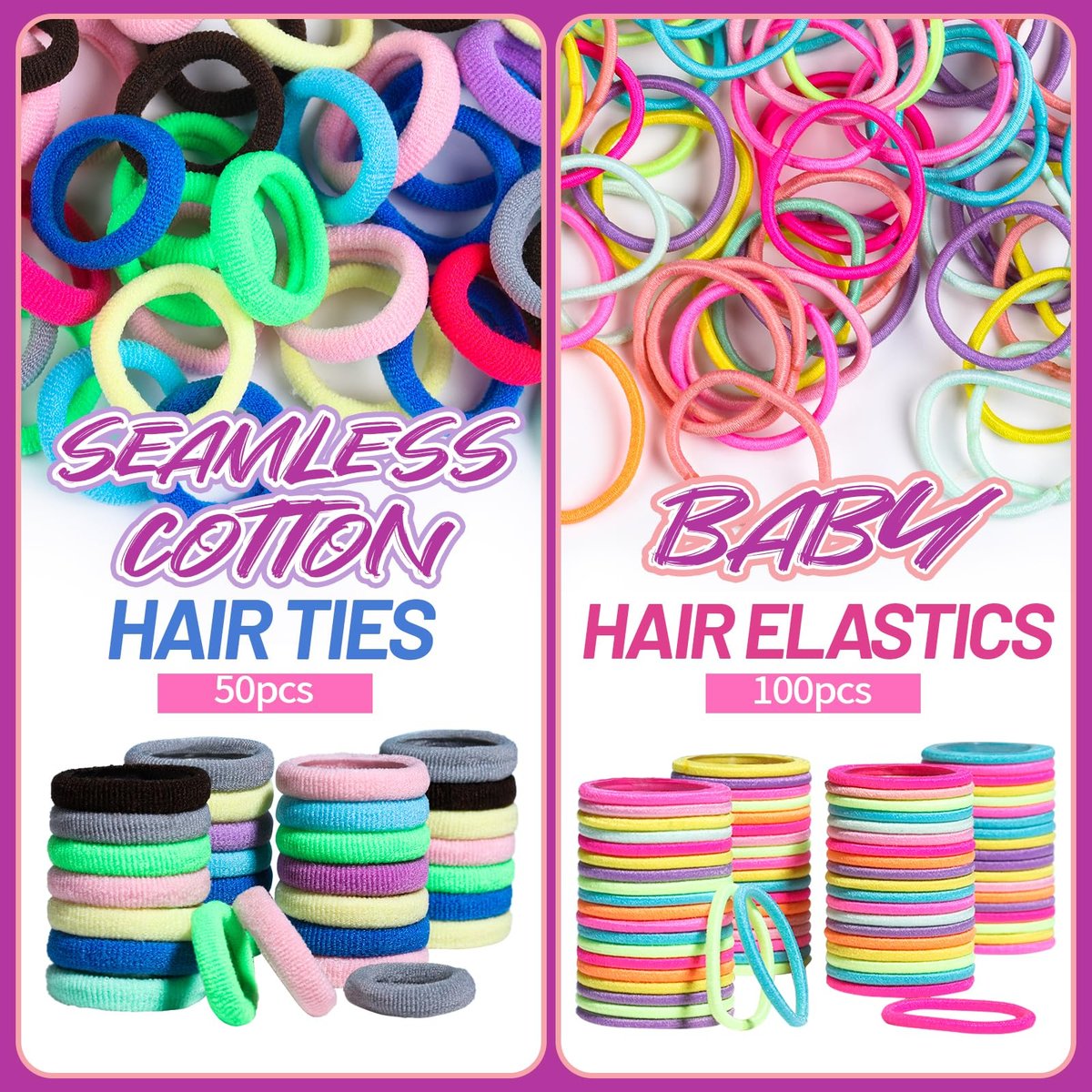 Teenitor Elastic Hair Ties – Colorful Baby Elastic Hair Bands Set with Hair Clips for Girls - görsel 5