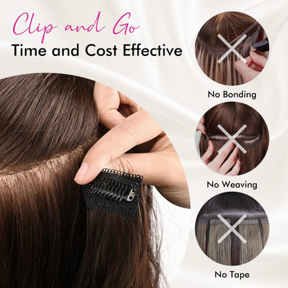 REECHO Clip in Hair Extensions 24 Inch Thick Long Loose Waves 5 Pcs Synthetic Brown Hairpieces for Women – Blonde Avelisse