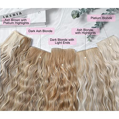 REECHO Clip in Hair Extensions 24 Inch Thick Long Loose Waves 5 Pcs Synthetic Brown Hairpieces for Women – Blonde Avelisse