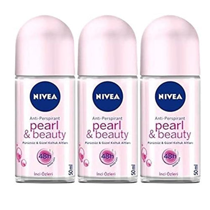 NIVEA Women Deodorant Roll On Pearl & Beauty, 3-Pack, 50ml Each - Long-Lasting Antiperspirant Protection Avelisse