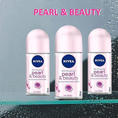 NIVEA Women Deodorant Roll On Pearl & Beauty, 3-Pack, 50ml Each - Long-Lasting Antiperspirant Protection Avelisse