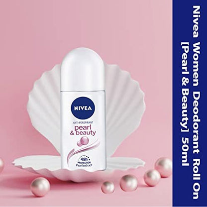 NIVEA Women Deodorant Roll On Pearl & Beauty, 3-Pack, 50ml Each - Long-Lasting Antiperspirant Protection Avelisse
