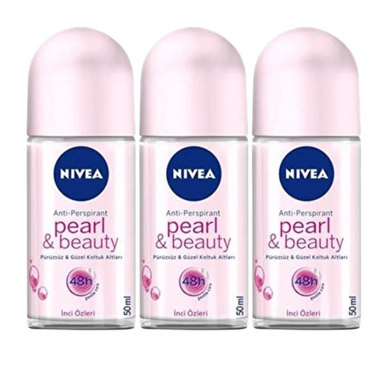 NIVEA Women Deodorant Roll On Pearl & Beauty, 3-Pack, 50ml Each - Long-Lasting Antiperspirant Protection Avelisse
