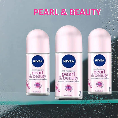 NIVEA Women Deodorant Roll On Pearl & Beauty, 3-Pack, 50ml Each - Long-Lasting Antiperspirant Protection Avelisse