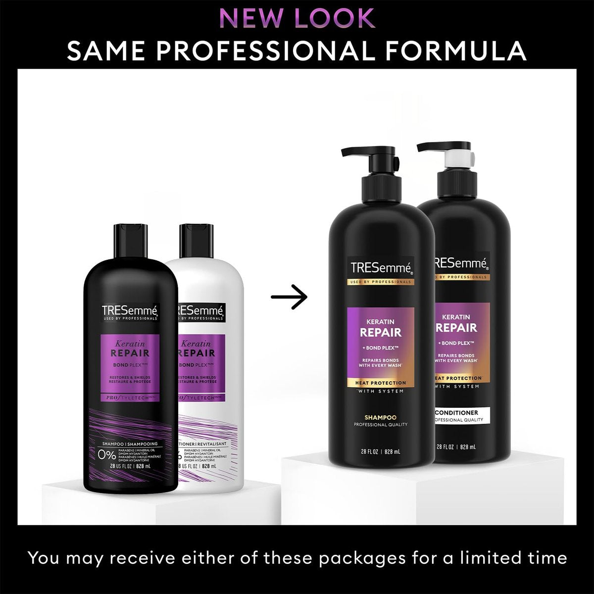 TRESemmé Keratin Repair Shampoo and Conditioner Set – Bond Repair Hair Treatment for Frizz Control, 28 Fl Oz Each Avelisse