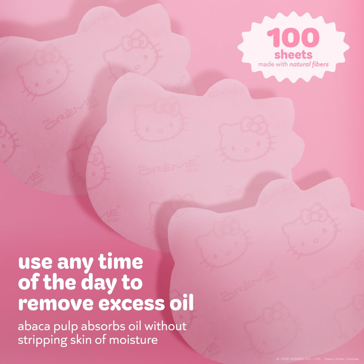 The Crème Shop x Hello Kitty Mattifying Green Tea Blotting Paper with Mirror and Puff - 100 Sheets - görsel 5