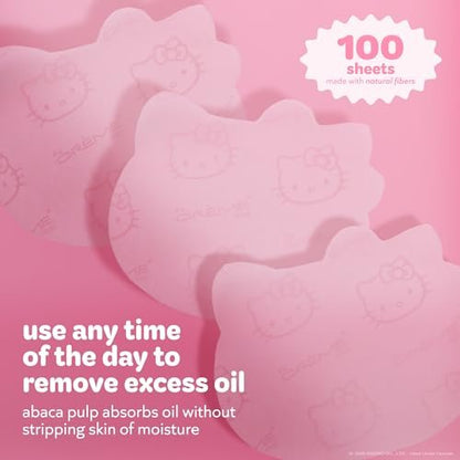 The Crème Shop x Hello Kitty Mattifying Green Tea Blotting Paper with Mirror and Puff - 100 Sheets