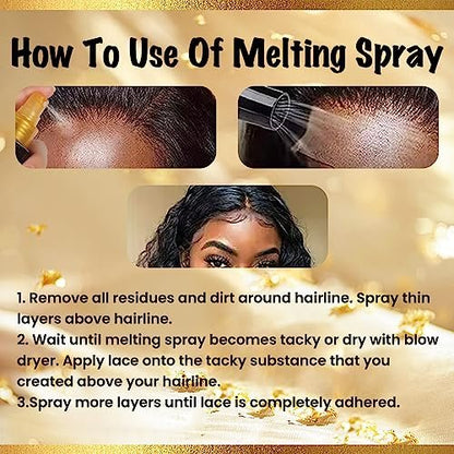 Brzeaf Lace Melting Spray & Holding Spray (120ml) – Extreme Hold, Glueless, Quick-Drying Wig Adhesive for Lace Wigs