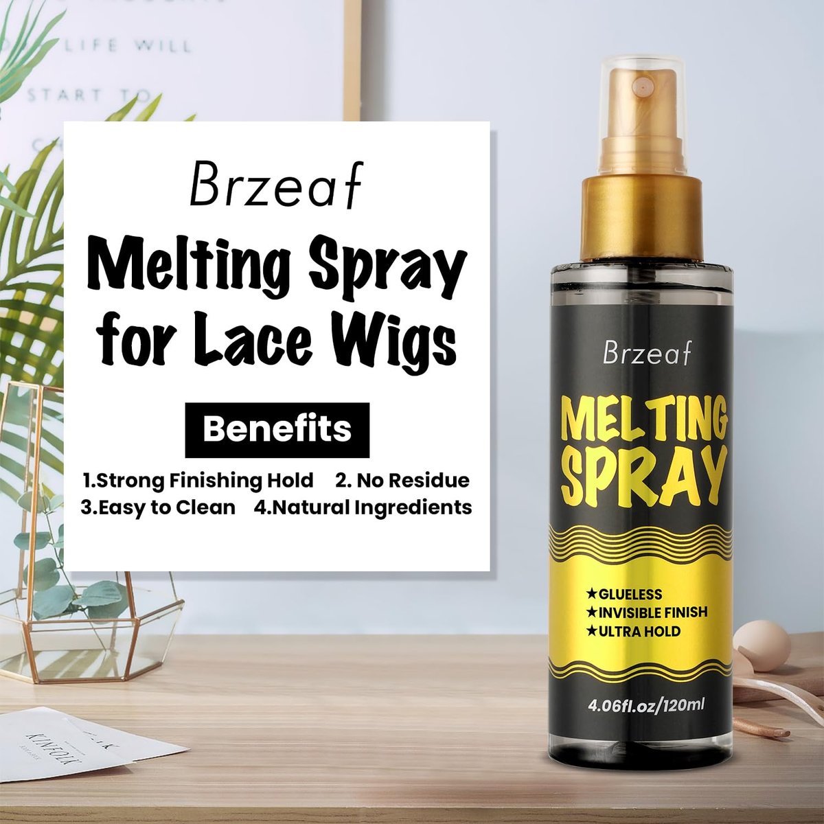 Brzeaf Lace Melting Spray & Holding Spray (120ml) – Extreme Hold, Glueless, Quick-Drying Wig Adhesive for Lace Wigs - görsel 9