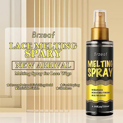 Brzeaf Lace Melting Spray & Holding Spray (120ml) – Extreme Hold, Glueless, Quick-Drying Wig Adhesive for Lace Wigs
