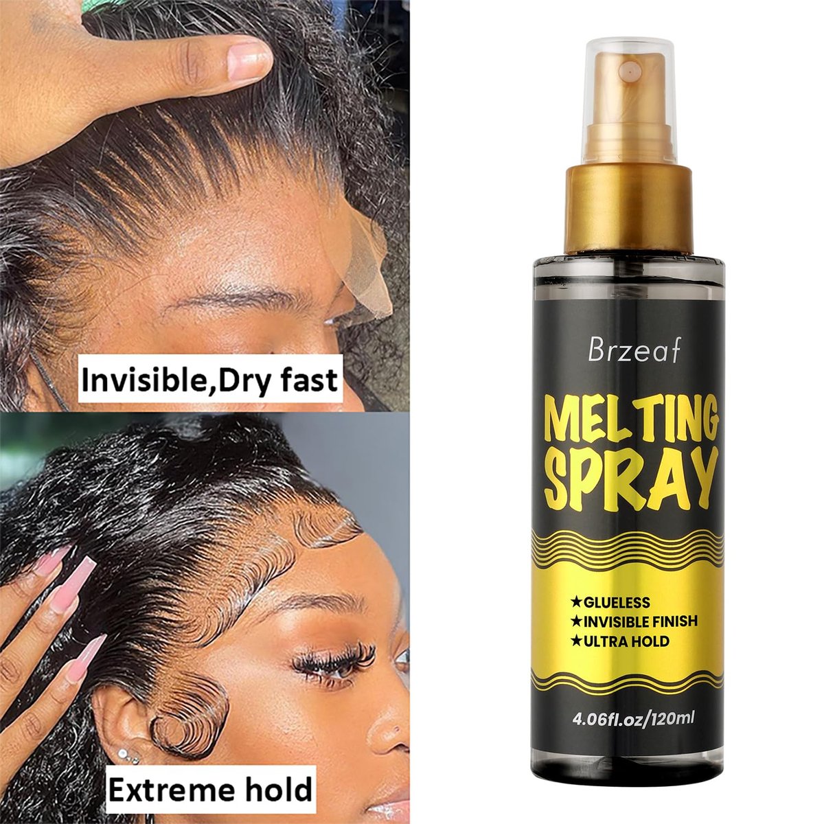 Brzeaf Lace Melting Spray & Holding Spray (120ml) – Extreme Hold, Glueless, Quick-Drying Wig Adhesive for Lace Wigs - görsel 7