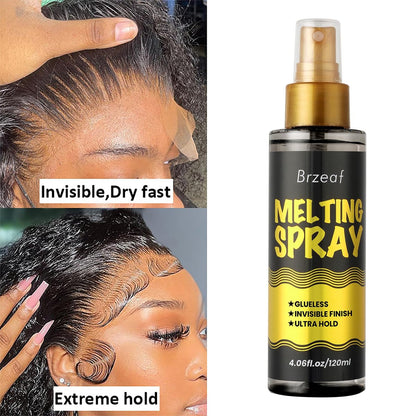 Brzeaf Lace Melting Spray & Holding Spray (120ml) – Extreme Hold, Glueless, Quick-Drying Wig Adhesive for Lace Wigs